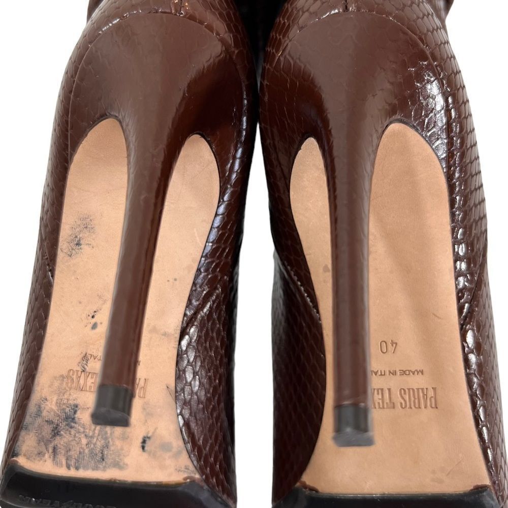 PARIS TEXAS Slouch Python-Embossed High Heel Boots in Cocoa Brown - Picture 10 of 16